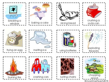 physical and chemical changes worksheet for kids