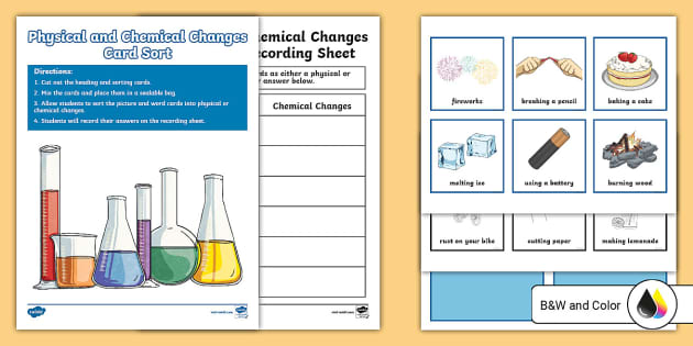 physical and chemical changes worksheet