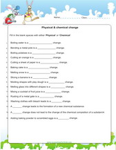 physical change and chemical change worksheet