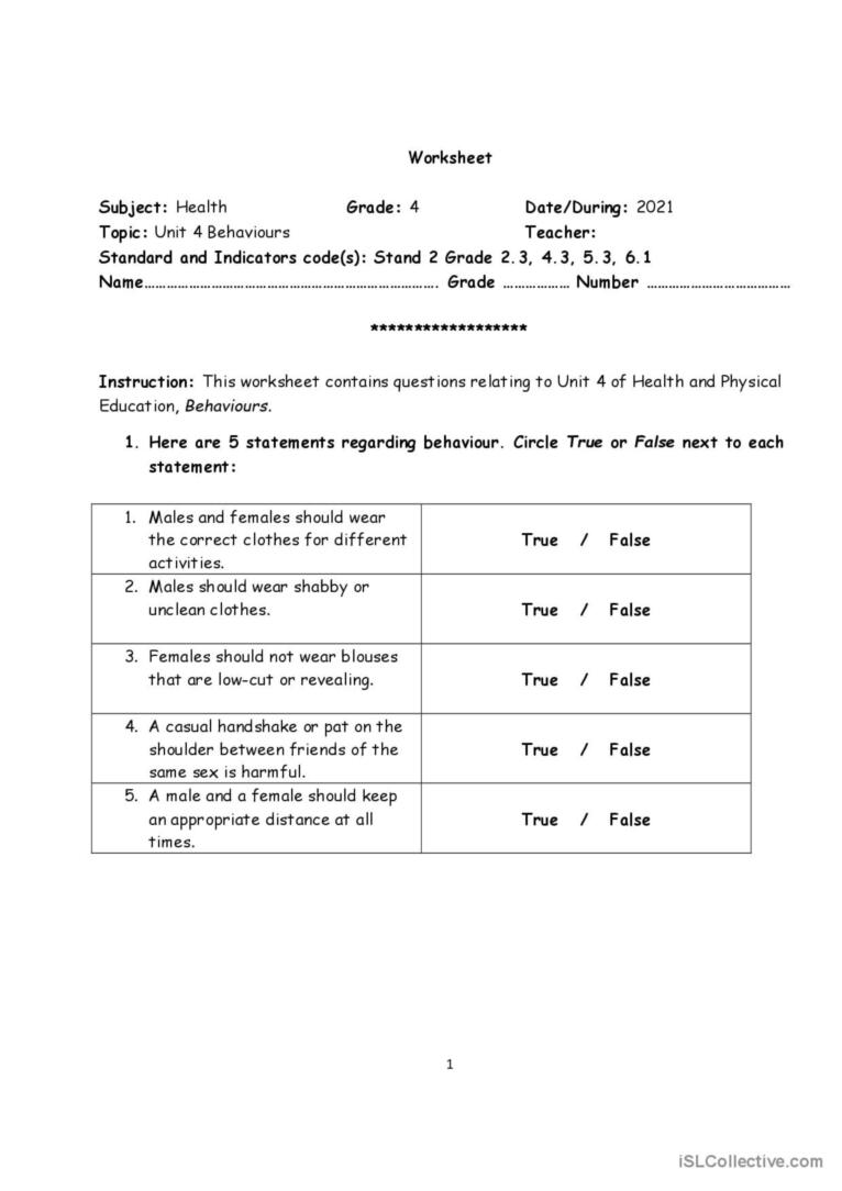 Thailand Primary 4 Health and Physic…: English ESL worksheets pdf ...