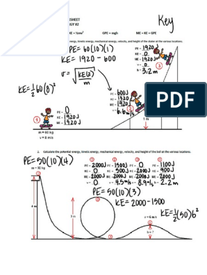Conservation of Energy Calcs Key | PDF