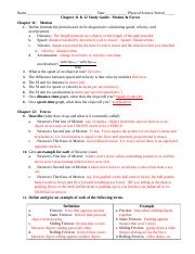 Unit 2 Motion and Forces Study Guide -- KEY 2 .docx - Name Date ...