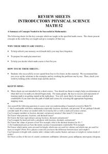 Review Sheets: Introductory Physical Science Worksheet for 6th ...