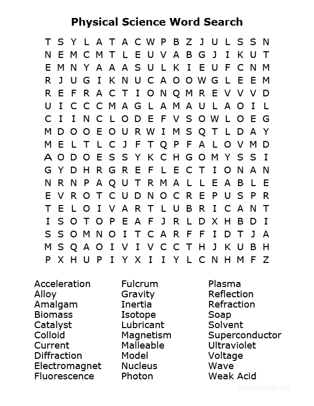 Physical Science Worksheets and Handouts