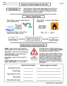 physical vs chemical changes worksheet