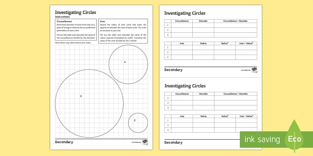 Discovering Pi Worksheet (teacher made) 