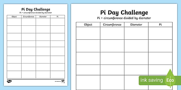 pi day worksheet printable