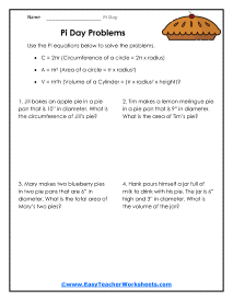 Pi Day Worksheets