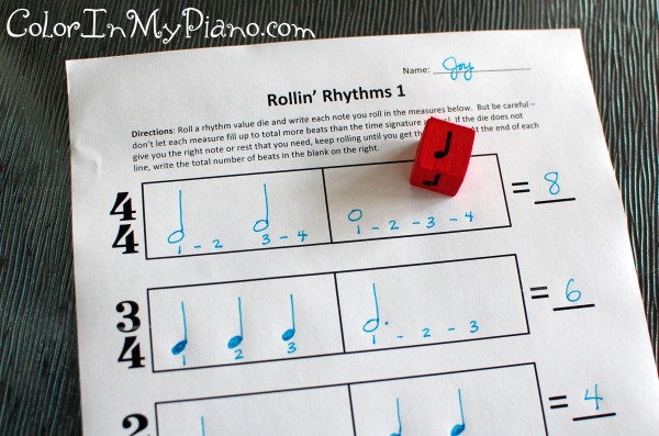 Rollin Rhythms Worksheet Activity - Color In My Piano