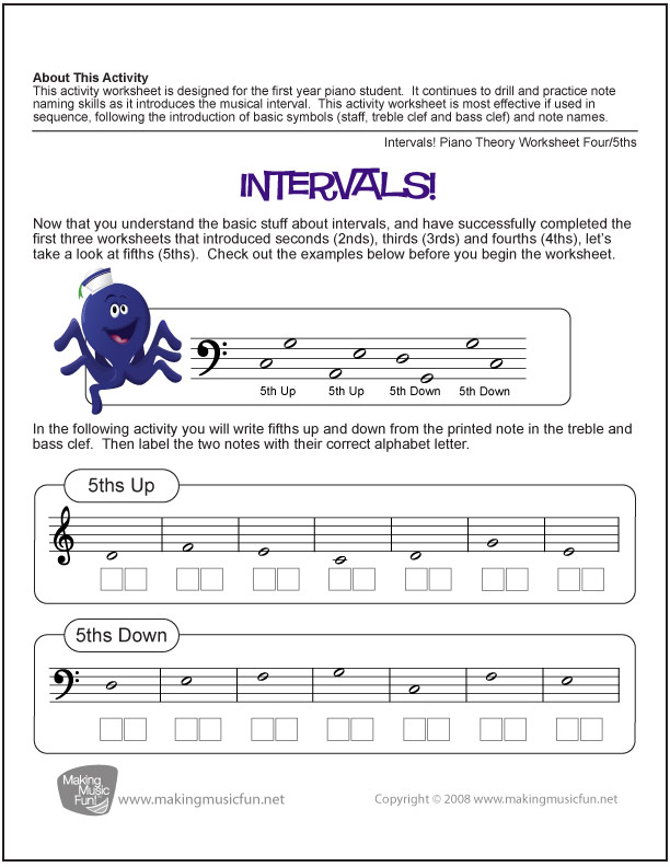 Intervals! (Fifth) | Free Music Theory Worksheet - MakingMusicFun.net
