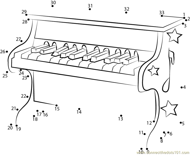 Kids Piano dot to dot printable worksheet - Connect The Dots