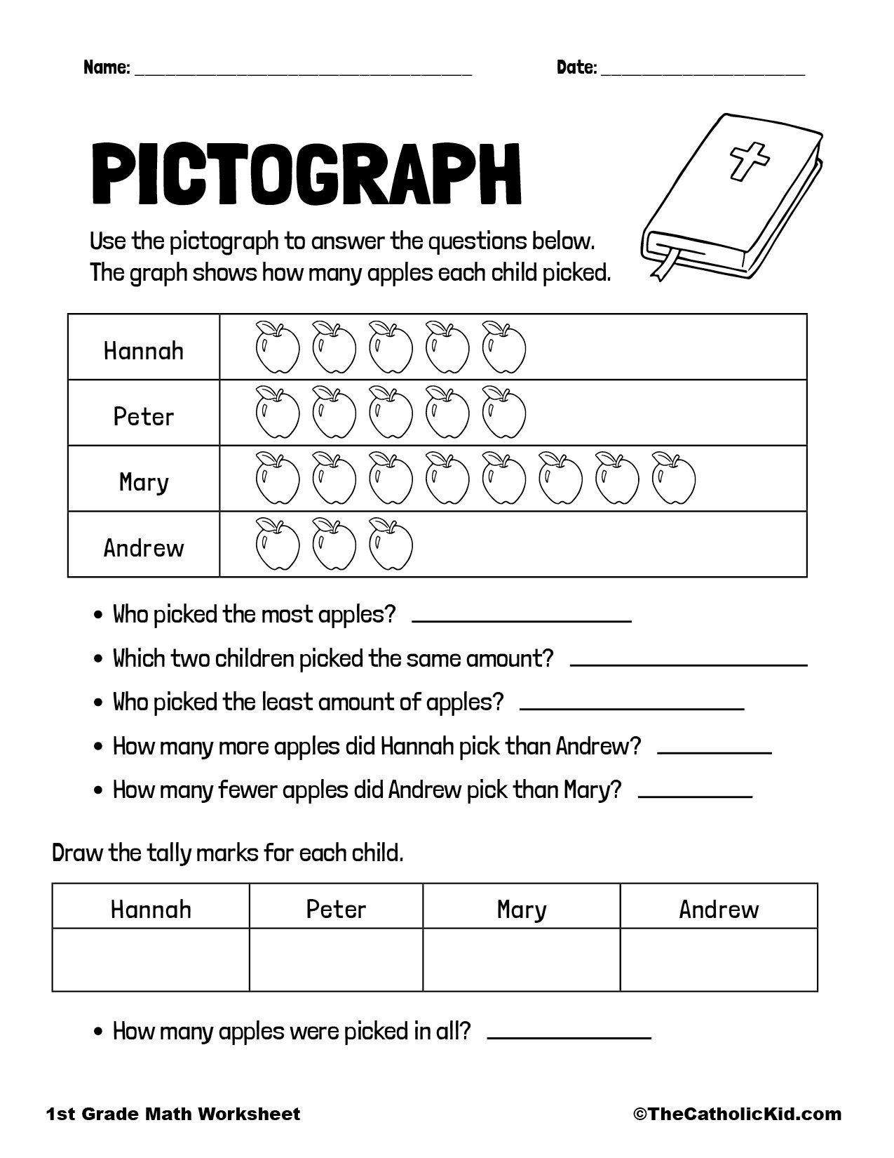 pictograph worksheet for kindergarten