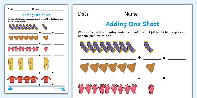 Adding 1 Worksheet (teacher made) 