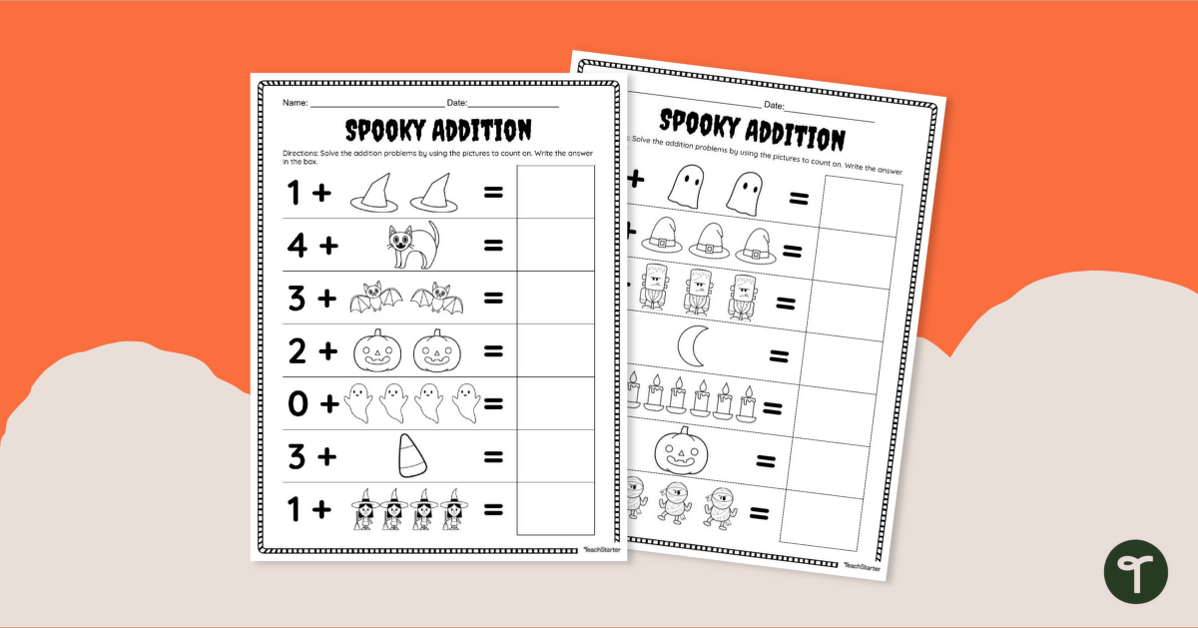 Halloween Addition Worksheets | Teach Starter