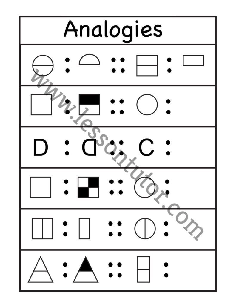 Analogy Worksheets - Lesson Tutor