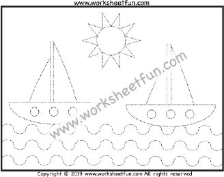 Picture Tracing - Boat, Sun - Circle - Sunny - One Worksheet ...