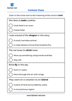 Context Clues Worksheets | Games4esl