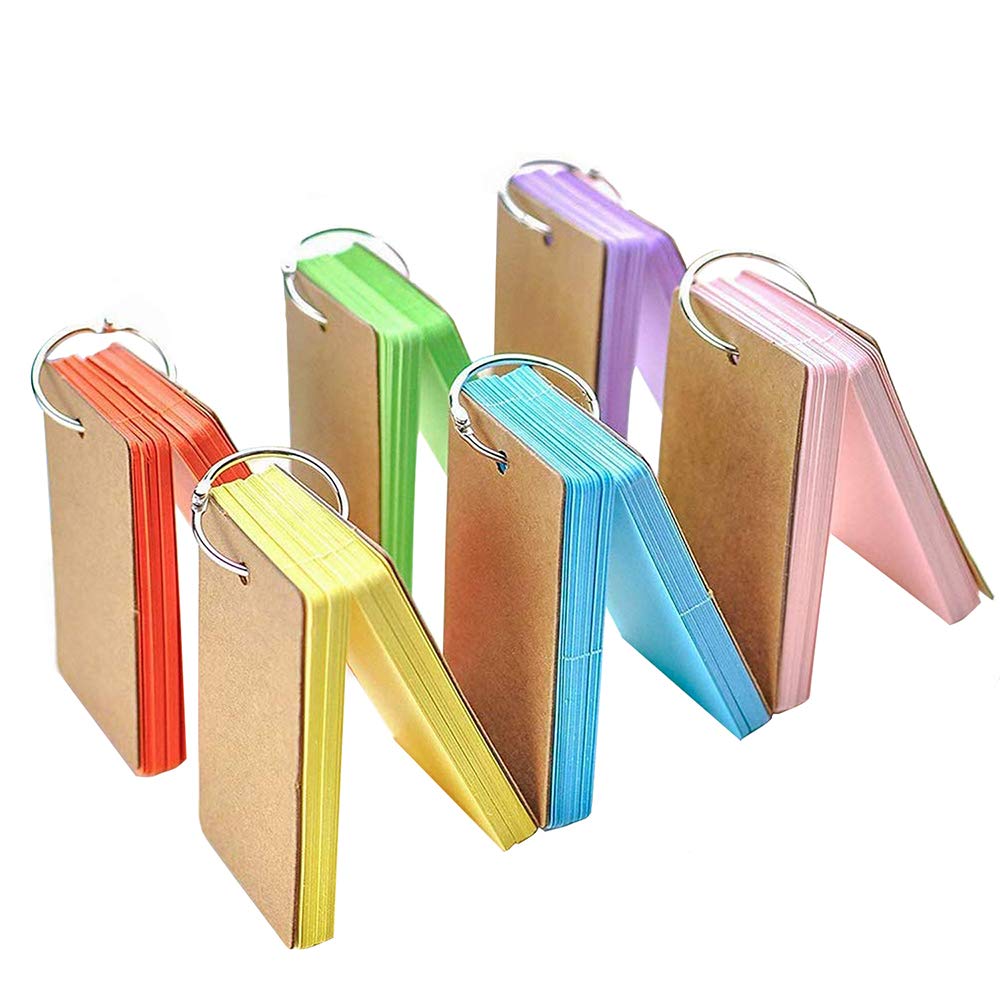 Pack of 6 Flashcards Pocket, XCOZU Flashcards with Ring ...