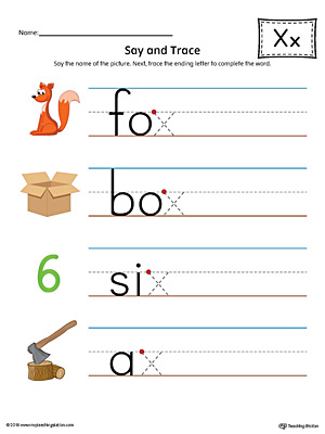 pictures that start with letter x worksheet