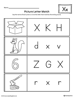 pictures that start with letter x worksheet