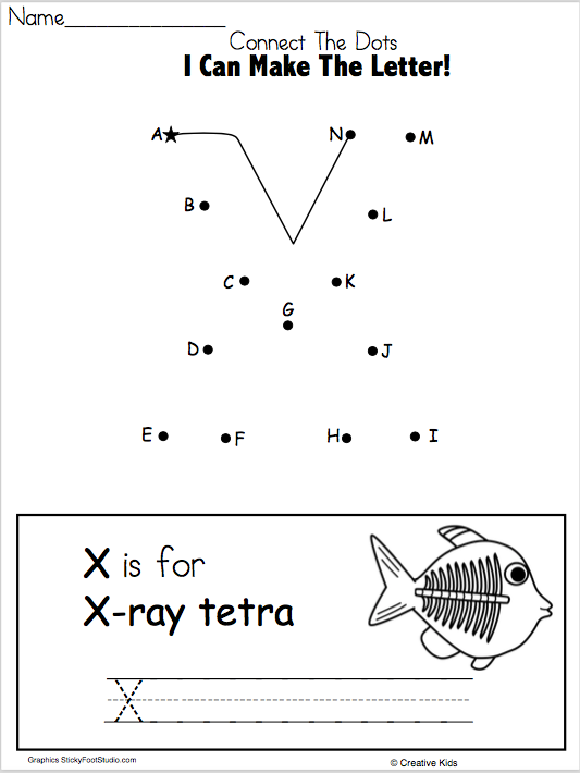 pictures that start with letter x worksheet