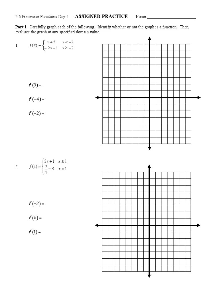 Piecewise Functions Graphing Worksheet - Worksheets Library