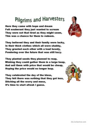 28 Pilgrim English ESL worksheets pdf &  doc