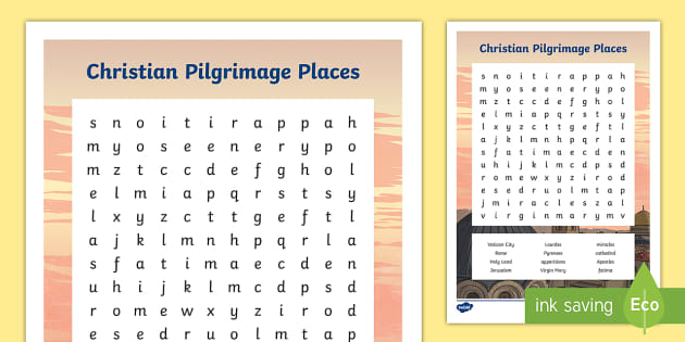 Christian Pilgrimage Sites Word Search (teacher made)