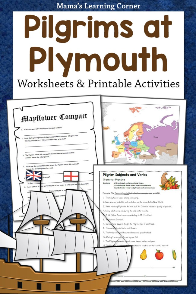 Pilgrims Thanksgiving Worksheets for 2nd-5th Grades - Mamas ...