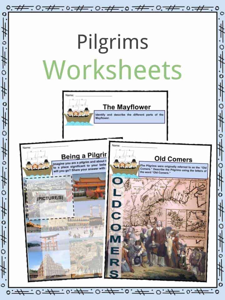 Pilgrim Worksheets, Facts, Information &  History For Kids
