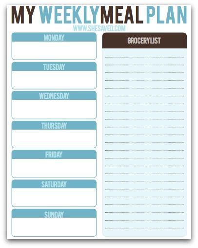 FREE Weekly Meal Planning Printable!