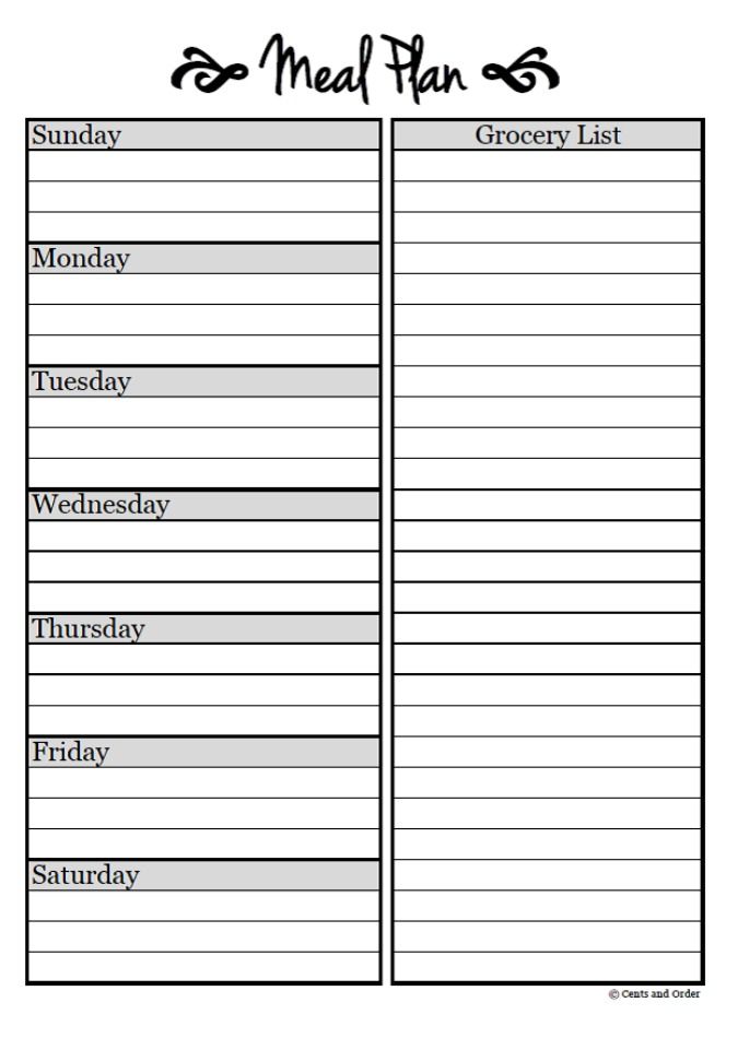 Meal Planning: Free Weekly Menu Planner Printable