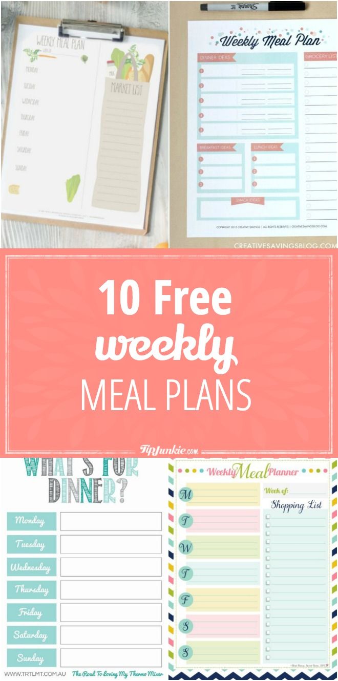 10 Free Weekly Meal Plans