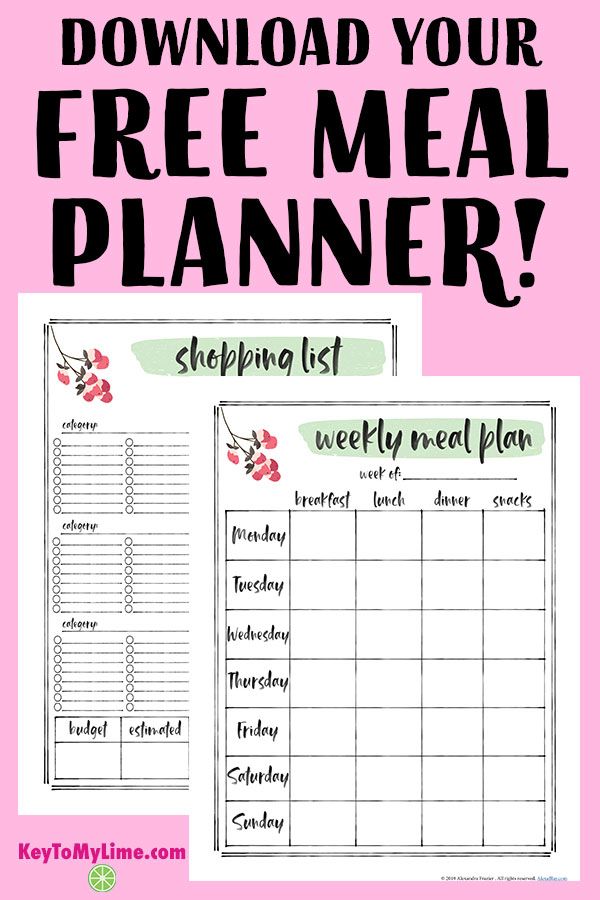 Free Printable Meal Planner (with Shopping List!) - Key To My Lime