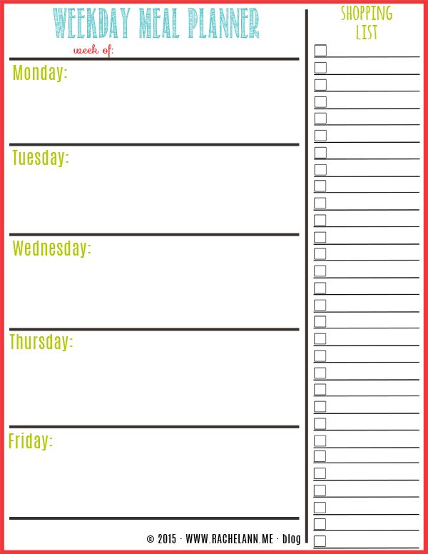 pinterest printable meal planner