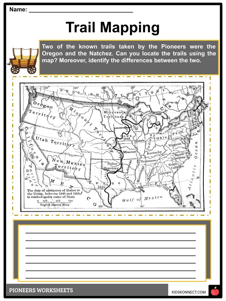 Pioneer Facts, Information &  Worksheets | PDF Classroom Worksheet