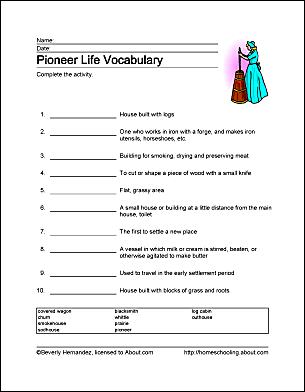 Pioneer Life Wordsearch, Crossword Puzzle, and More