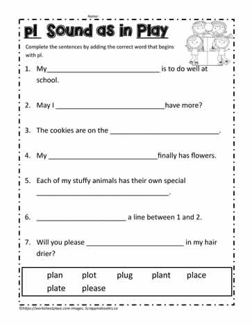 pl Blend Sentences Worksheets