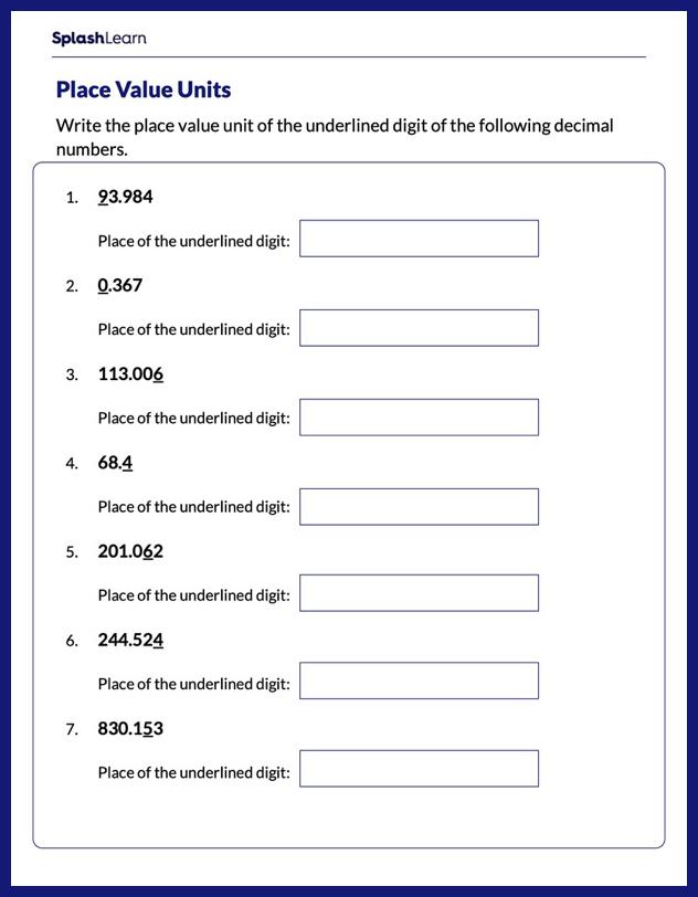 Place Value Worksheets for 5th Graders Online - SplashLearn