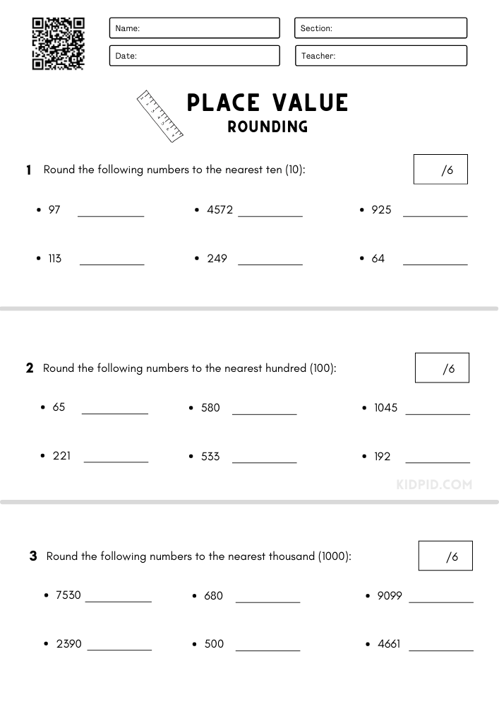 place value and value worksheet for grade 4