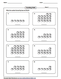 Base Ten Blocks Worksheets