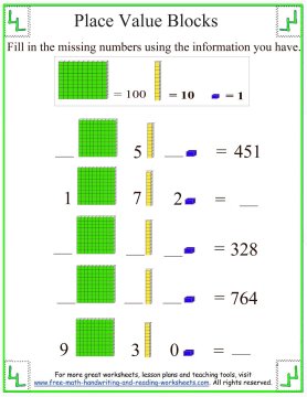 Place Value Blocks - Base Ten Worksheets