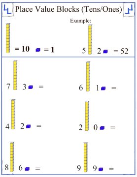 Place Value Blocks - Base Ten Worksheets