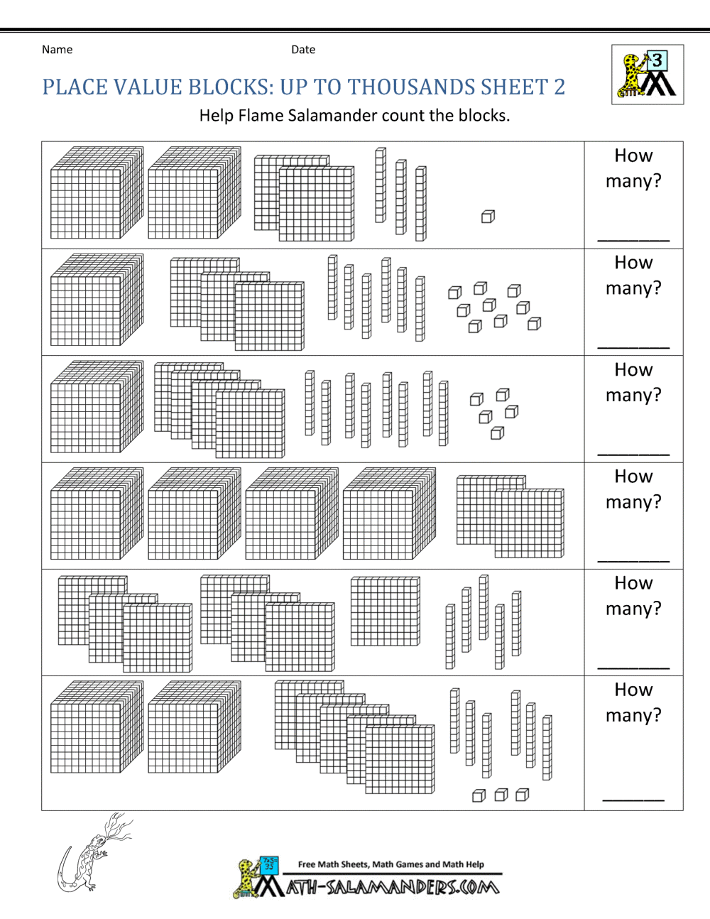 place value blocks worksheet grade