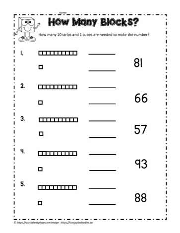 Base Ten Block Worksheet Worksheets