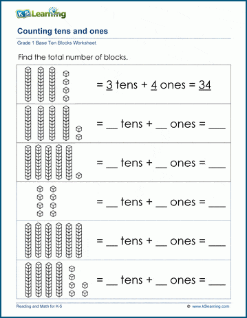 Counting with base 10 blocks worksheets | Worsheets library