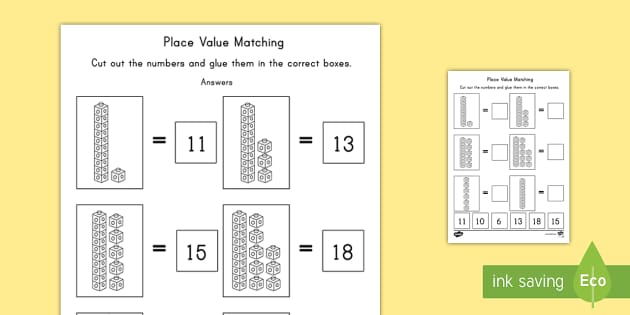 Place Value Tens and Units Cut and Paste Worksheet / Worksheet