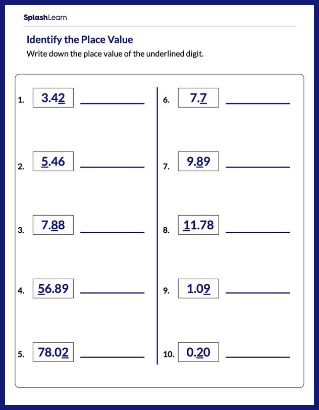 place value decimals worksheet 3rd grade