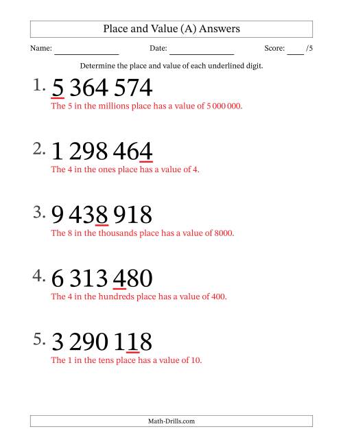 SI Format Determining Place and Value from Ones to Millions (Large ...