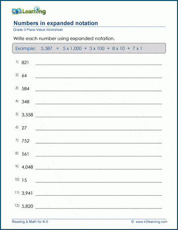 Expanded notation worksheets | Worsheets library